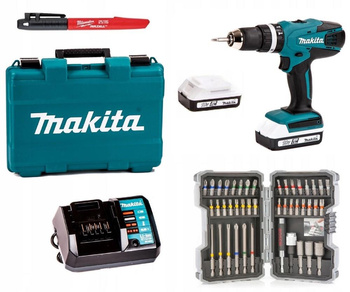 MAKITA HP457DWE Wkrętarka 18V + osprzęt BOSCH 43szt