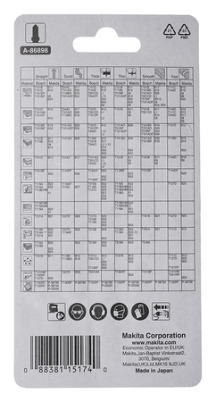 MAKITA A-86898 Zestaw 5 sztuk brzeszczotów do wyrzynarki cięcie drewna stali