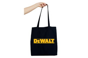 CZARNA BAWEŁNIANA TORBA DEWALT – 36×41 CM – KLASYCZNA SHOPPERKA Z LOGO