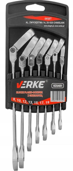 VERKE V35401 KLUCZE PŁASKO OCZKOWE Z GRZECHOTKĄ 8-19mm