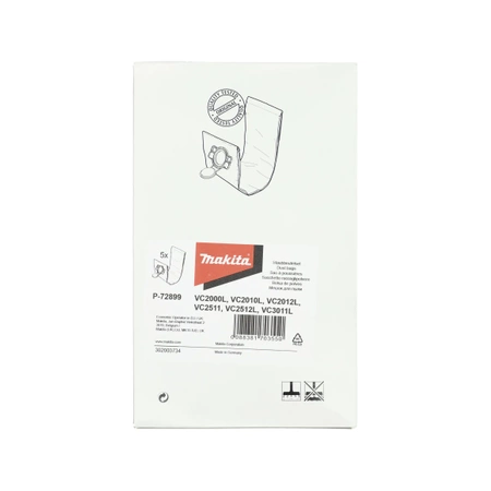 MAKITA WORKI FLIZELINOWE 5 szt. P-72899 DO ODKURZACZA VC2511, VC2010L, VC2012L, VC2512L, VC3011L