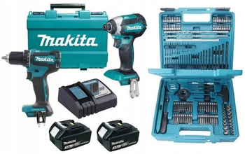 MAKITA DLX2289 2x Wkrętarka DDF485+DTD153 18V + SET 212