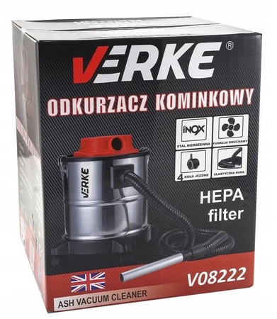 VERKE V08222 ODKURZACZ KOMINKOWY POPIOŁU GRUZU 1200W 20L