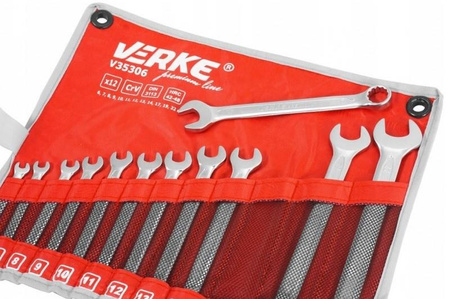 VERKE V35306 KLUCZE PŁASKO-OCZKOWE 12 EL 6-22mm POKROWIEC