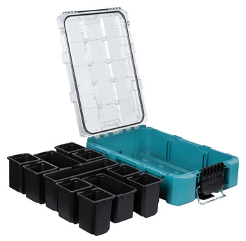MAKITA MAKTRAK M P-91045 ORGANIZER PŁASKI max. 22,7 kg • 18,41 L • TRANSPARENTNY • 11 POJEMNIKÓW