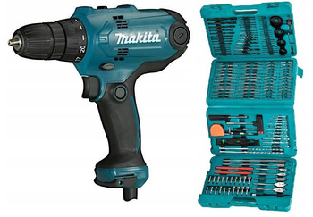 MAKITA DF0300 Wiertarko-Wkrętarka siecowa + OSPRZĘT 217 szt