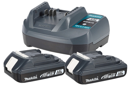 MAKITA ZESTAW ZASILAJĄCY LXT BASIC® – ŁADOWARKA DC18WA + 2x AKUMULATOR BLB182 2,0 AH