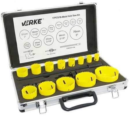 VERKE V05090 ZESTAW OTWORNIC 19-76 mm DO METALU 17 el.