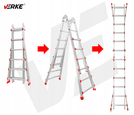 VERKE V87102 DRABINA WIELOFUNKCYJNA PRZEGUBOWA SKŁADANA ALUMINIOWA MOCNA 150KG 4x6