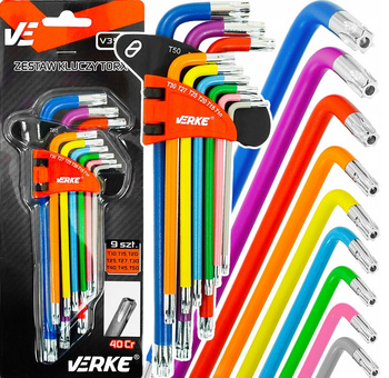VERKE V35501 KLUCZE IMBUSOWE ZESTAW IMBUSY T10-50 TORX  9 sztuk