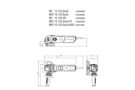METABO WEV 15-125 QUICK SZLIFIERKA KĄTOWA z regulacją obrotów 1550W 125mm
