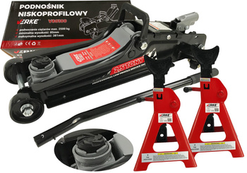 VERKE PODNOŚNIK lewarek 2,5T + GUMA + PODSTAWKI 3T