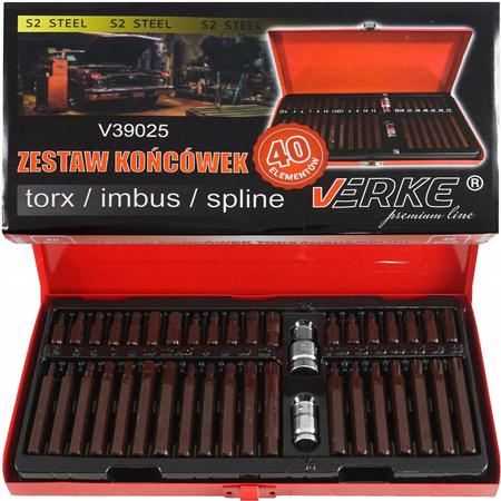 VERKE V39025 KLUCZE WPUSTOWE IMBUS TORX SPLINE ZESTAW S2