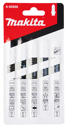 MAKITA A-86898 Zestaw 5 sztuk brzeszczotów do wyrzynarki cięcie drewna stali