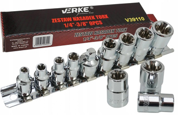 VERKE V39110 ZESTAW NASADEK TORX 1/4"- 3/8" 9 EL