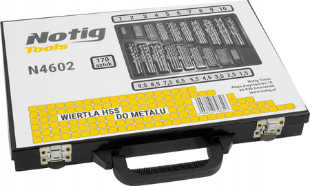 NOTIG N4602 ZESTAW WIERTEŁ DO METALU HSS 170 ELEMENTÓW