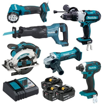 MAKITA DLX6105T ZESTAW NARZĘDZI 18V - 6 SZT + 3x5Ah + TORBA