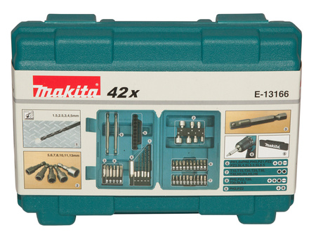 MAKITA E-13166 ZESTAW OSPRZĘTU W WALIZCE 42 SZT. 6 SZTUK
