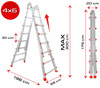 VERKE V87102 DRABINA WIELOFUNKCYJNA PRZEGUBOWA SKŁADANA ALUMINIOWA MOCNA 150KG 4x6