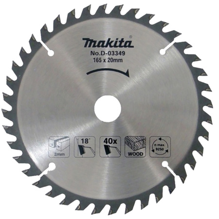 MAKITA D-03349 Tarcza do drewna płyt meblowych 165x20 40 Zębów