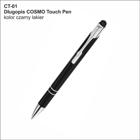 DŁUGOPIS METALOWY CZARNY Z GUMKĄ DO SMARTFONA logo DeWALT