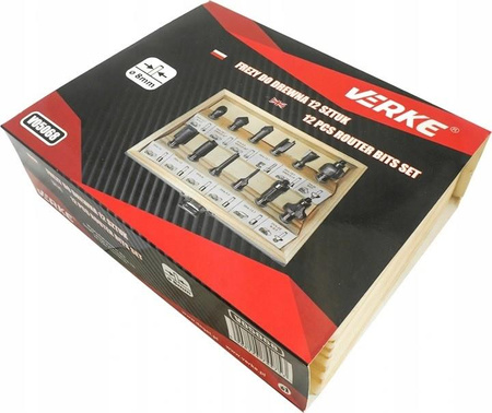 VERKE V05068 FREZY KSZTAŁTOWE DO DREWNA 8mm ZESTAW 12 SZT