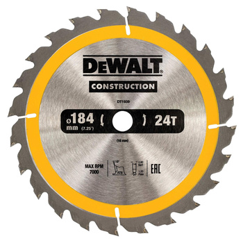 DeWALT DT1939 TARCZA / PIŁA DO DREWNA 184x16mm 24T