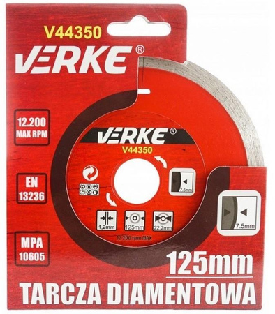 VERKE V44350 TARCZA DIAMENTOWA DO PŁYTEK 125 mm 1,2 mm