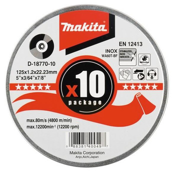 MAKITA D-18770-10 TARCZA TNĄCA INOX 125x1.2mm - 10szt