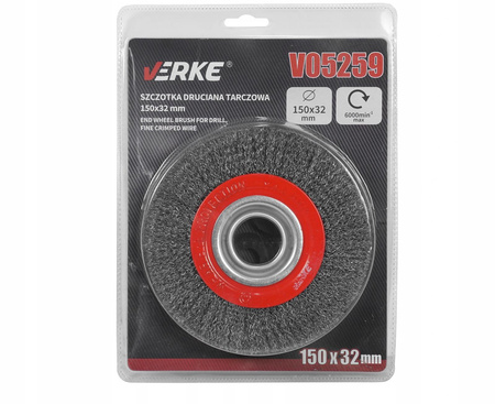 VERKE V05259 SZCZOTKA DRUCIANA TARCZOWA 150x32mm +TULEJKI