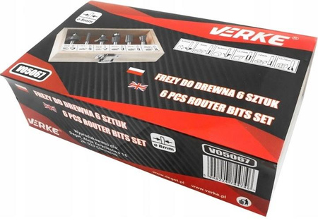 VERKE V05067 FREZY KSZTAŁTOWE DO DREWNA 8mm 6 SZT
