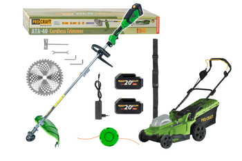 PROCRAFT ZESTAW PLM20 ATA-40 KOSIARKA i KOSA AKUMULATOROWA 35L 40V 2X4,0AH
