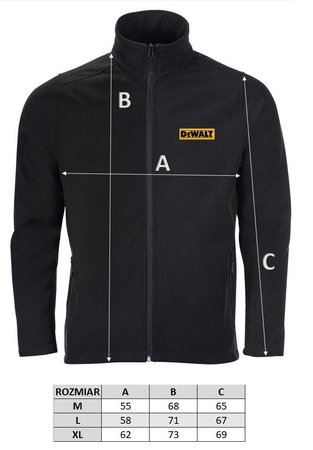 KURTKA SOFTSHELL MĘSKI Z LOGO DeWALT rozmiar L