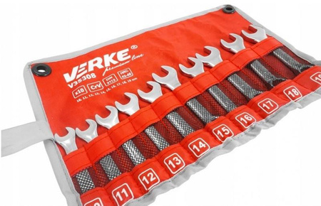 VERKE V35308 KLUCZE PŁASKO-OCZKOWE KRÓTKIE 10 EL. 10-19mm