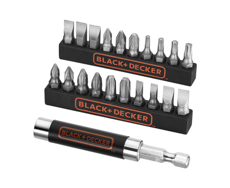 BLACK DECKER KOMPLET BITÓW + UCHWYT 21 szt
