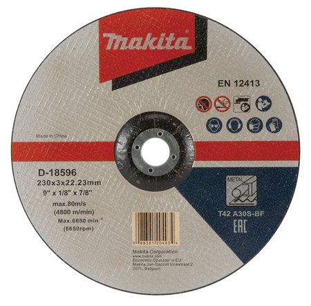 MAKITA D-18596 TARCZA DO CIĘCIA METALU 230/22,23/3,0MM