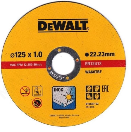 DeWALT DT3507 TARCZA TNĄCA INOX 125x1,0 mm puszka 10szt