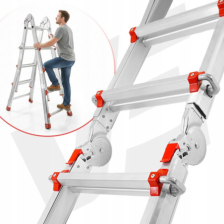 VERKE V87101 DRABINA WIELOFUNKCYJNA PRZEGUBOWA SKŁADANA ALUMINIOWA MOCNA 150KG 4x5