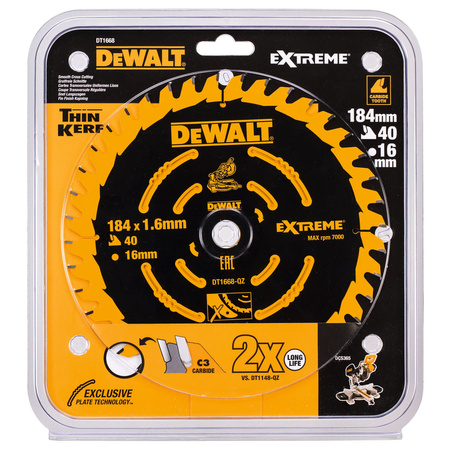 DeWALT DT1668 TARCZA PILARSKA EXTREME 184mm 16/40T