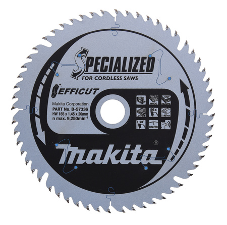 MAKITA B-57336 TARCZA TNĄCA EFFICUT 165x20MM 56Z