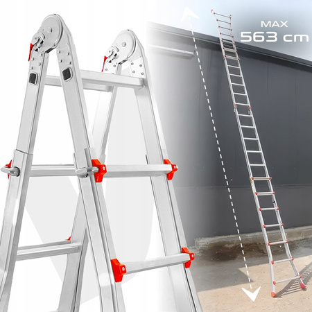 VERKE V87102 DRABINA WIELOFUNKCYJNA PRZEGUBOWA SKŁADANA ALUMINIOWA MOCNA 150KG 4x6