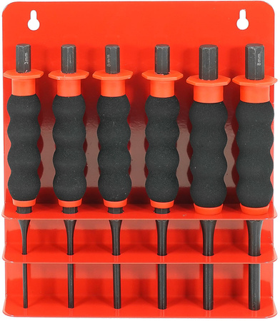 VERKE V87005 ZESTAW WYBIJAKÓW Z RĘKOJEŚCIĄ 3-8mm PRZECINAKI PUNKTAKI  6 sztuk