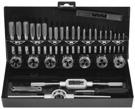 VERKE V87010 ZESTAW GWINTOWNIKÓW I NARZYNEK M3 - M12 POKRĘTŁA OPRAWKI GWINTOMIERZ 32 EL.