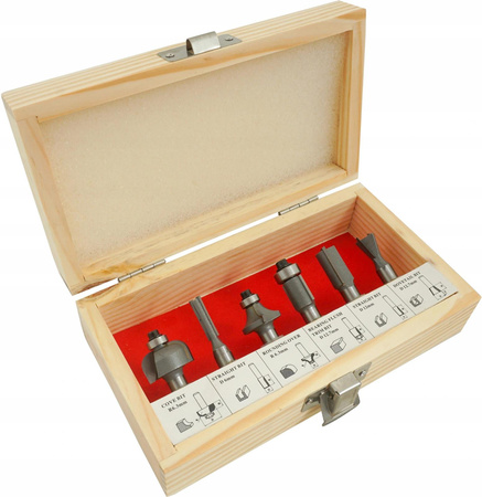 VERKE V05067 FREZY KSZTAŁTOWE DO DREWNA 8mm 6 SZT