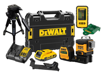 DeWALT DCE089D1G18 LASER KRZYŻOWY 360° ZIELONY 2Ah + DE0892G DETEKTOR + STATYW TR-650F