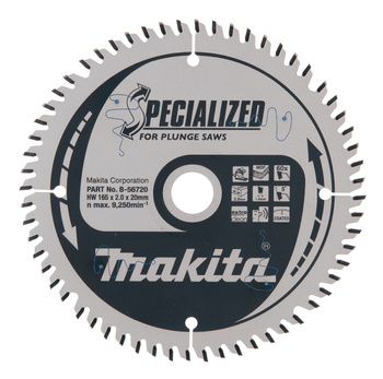 MAKITA B-56720 TARCZA DO PIŁY, SPECIALIZED T.C.T, 165 X 20 MM, 60 Z