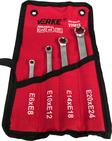 VERKE V35015 KLUCZE OCZKOWE TORX E6-E24 4 szt ZESTAW ETUI