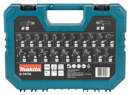 MAKITA D-74778 ZESTAW FREZÓW TRZPIENIOWYCH 8 mm UNIWERSALNYCH 22 SZT.