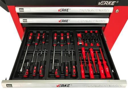 VERKE V33106 SZAFKA NARZĘDZIOWA 7+1 SZUFLAD + 155 NARZĘDZI