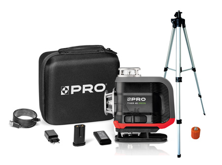 LASER TYXER 4DG ZESTAW PLUS WIELOLINIOWY KRZYŻOWY 4x360° - ZIELONA WIĄZKA + STATYW